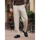 Baselco Old Money Kumaş Pantolon Erkek Slim Fit Düz Paça Krem Renk 4 Cepli Rahat Kalıp - 33
