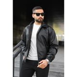 Baselco Oversize Erkek Deri Ceket Suni Deri Slim Fit Polo Yaka Şık Tasarım Siyah