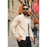 Baselco Premium Dokulu Kumaş Mevsimlik Ceket - Krem