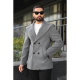 Baselco Premium Kruvaze Orta Boy Kaban Koyu Gri Pamuklu Uzun Kollu Erkek Astarlı Model - 2XL