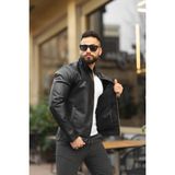 Baselco Premium Örme Triko Kol Dik Yaka Süet Ceket Erkek Slim Fit Suni Deri Modern Tasarım