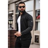 Baselco Premium Örme Triko Kol Dik Yaka Süet Ceket Erkek Slim Fit Suni Deri Şık Tasarım - 2XL