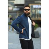 Baselco Premium Örme Triko Kol Dik Yaka Süet Ceket - Lacivert - 2XL