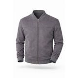 Baselco Premium Slim Fit Bomber Kolej Deri Ceket - 2XL - Gri