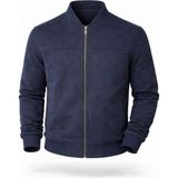 Baselco Premium Slim Fit Bomber Kolej Deri Ceket - 2XL - Lacivert