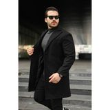 Baselco Slim Fit Astarlı Uzun Kaşe Kaban - Siyah