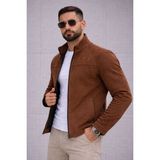 Baselco Slim Fit Dik Yaka Mevsimlik Süet Ceket - XL - Kahverengi Süet