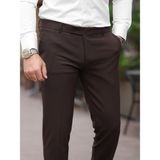 Baselco Slim Fit Kumaş Pantolon Erkek Normal Bel Desenli Pamuk-Elastan 4 Cep Özellikli - Kahverengi - 30