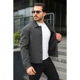 Baselco Spor Şık Rahat Kumaş Düğmeli Mevsimlik Ceket - 2XL - Antrasit