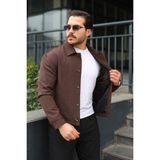 Baselco Spor Şık Rahat Kumaş Düğmeli Mevsimlik Ceket - 2XL - Kahverengi