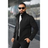 Baselco Su Itici Teknik Kumaş Dik Yaka Astarlı Hafif Ceket Erkek Slim Fit Suni Deri Siyah - XL