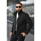 Baselco Su Itici Teknik Kumaş Dik Yaka Astarlı Hafif Ceket Erkek Slim Fit Uzun Kol Siyah Casual Stil