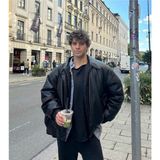 Baselco Unisex Vintage Oversize Kapitone Dolgulu Ceket Slim Fit Suni Deri Tasarım