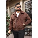 Baselco Unisex Yeni Sezon Kahverengi Oversize Vintage Kadife Ceket - M