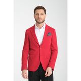 Baselnaa Erkek Red Battal Büyük Beden Dar Kesim Astarlı Düğmeli Basic Blazer Ceket Kırmızı 58