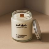 Basement : Oud Black : Cam Kavanozda Kokulu %100 Soya Mum (Oud, Amber, Bergamot, Karamel) - 1 Adet