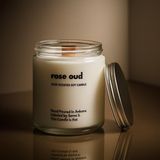Basement : Rose Oud : Cam Kavanozda Kokulu %100 Soya Mum (Gül, Oud, Sandal Ağacı) - 1 Adet