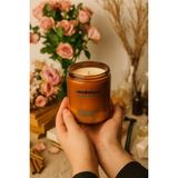 Basement : Sandalrose : Amber Cam Kavanozda : Kokulu Soya Mum (Sandal Ağacı, Gül, Musk, Çiçeksi) - 1 Adet