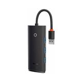 Baseus 0.25CM 5gbps Veri Aktarım 4 Portlu USB To USB 3.0 Dönüştürücü Çevirici Hub Tak Çalıştır - Siyah