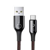 Baseus C Shaped, 3.0 A USB-A & USB-C Işık Göstergeli Şarj & Data Aktarım Kablosu, 1 Metre, Siyah, CATCD-01