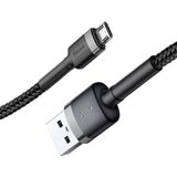 Baseus Cafule 1 m USB to Micro USB 2.4A Şarj Kablosu Gri-Siyah Hızlı Şarj Destekli