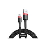 Baseus Cafule Micro Usb 1 Metre 2.4A Hızlı Şarj Halat Usb Kablo-Kırmızı-Siyah