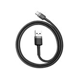 Baseus Cafule Serisi, Şarj & Data Aktarım Kablosu, Gri - Siyah, 0.5 m, 3 A, USB Kablo,USB Type A & USB Type C