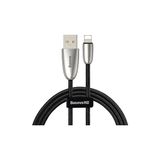 Baseus CALHJ-C01 2.4A Lightning Torch Series Çinko LED Işıklı USB Şarj ve Data Kablosu 1 mt - Siyah