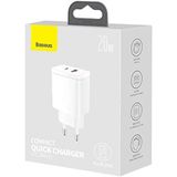 Baseus Compact 20W U+C QC. Beyaz Seyehat Şarjı