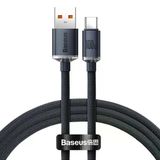 Baseus Crystal Shine USB-A - Type-C Hızlı Şarj Veri Kablosu 100W 5A 1,2M – Siyah (iPhone ile uyumlu değildir)