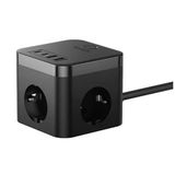 Baseus E00066400117-00 Pow Cube 7 Port 1.5 m 30W Siyah Şarj Adaptörü