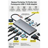 Baseus EliteJoy Gen2 12-in-1 USB-C Hub Docking Station, 4K@60Hz Triple Display Adaptör, 100W PD Şarj, Gigabit Ethernet, SD/TF Kart Okuyucu 5Gbps USB Çoklayıcı
