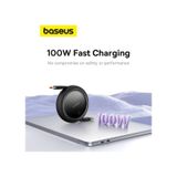 Baseus Free2draw Mini Geri Çekilebilir Şarj Kablosu Tip-c'den Tip-c'ye 100w, Kablo Uzunluğu: 1 M, Seçenekler: 100w