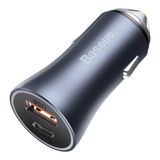 Baseus Golden Connector Pro – 40W USB + Type-C Araç Şarj Cihazı – Koyu Gri