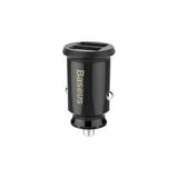Baseus Grain Serisi Uyumlu Minimal Tasarım Çift Usb 3.1a Araç Şarj Cihazı Siyah