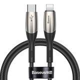 Baseus Horizontal, Şarj & Data Aktarım Kablosu, Siyah, 1 m, 18 W, USB Type C & Lightning Kablo, Sinyal Işıklı Kablo, Flash/Hızlı Şarj