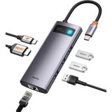 Baseus Metal Gleam 6 in 1 Multifonksiyonal Type-C Gri Hub Dock Station