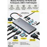 Baseus PortalJoy 13-In-1 USB-C Hub, 4K@60Hz 3 Monitör Desteği, HDMI DP VGA, 100W PD Şarj, Gigabit Ethernet Usb-C Hub Docking Station USB Çoklayıcı - PortalJoy 13in1
