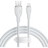 Baseus Pudding Serisi İPhone 14 13 12 11 x 7 8 Serileriyle Uyumlu Usb to Lightning 2.4 Amper Hızlı Şarj ve Data Aktarım Kablosu - Beyaz