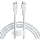 Baseus Pudding Serisi Type-C to Type-C 100W Süper Hızlı, Android, İPhone 15, Macbook, iPad Serileriyle Uyumlu 120 Cm şarj ve Data Aktarım Kablosu - Beyaz