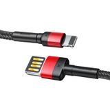Baseus Special Edition iPhone Uyumlu 2.4A 1M Hızlı Şarj Halat Usb Kablo - Kırmızı Siyah - CALKLF-G91