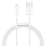 Baseus Superior, Şarj & Data Aktarım Kablosu, Beyaz, 1 m, 2.4 A, USB Type A & Lightning, Hızlı Şarj