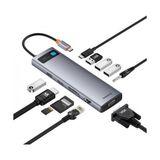 Baseus Type-C Çoklayıcı Dönüştürücü 11in1 100W Type-C Hub RJ45 VGA 4K 60HZ HDMI 5gbps 3*usb 3.0 Tf Sd - Gri