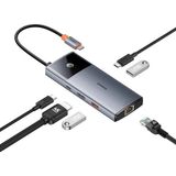 BASEUSONLINE Baseus Metal Gleam Series Iı 6in1 Usb-C Hub Çoklayıcı - 4K 60Hz Hdmı, Type-C 10GBPS, 2x 10GBPS Usb-A , RJ45 Ethernet, Pd Şarj Destekli Dönüştürücü - Uzay Grisi