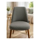 BASHTUGH TİCARET Sandalye Örtüsü Oval Sandalye Kılıfı-Tam Saran Likrali Yıkanabilir Lastikli Buğday Desen Chair Cover
