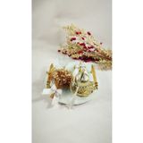 Basic Creation Beyaz İncili Damat Kahvesi Tepsisi Gold Detay Çiçekli