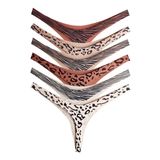 Basic Desenli Lazer Kesim Kadın Tanga Külot 6'lı Paket