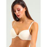 Basic Düz Dekolte Push Up Destekli Sütyen Ekru 85B