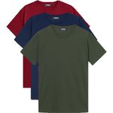 Basic Erkek 3'lü Çoklu Tişört Bordo,lacivert,haki 7011 - XL