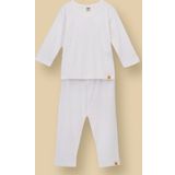 Basic Fitilli İnterlok Kumaş %100 Pamuk 1-5 Yaş Beyaz Bebek Pijama Takımı